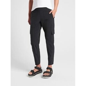 Athleta Chelsea Cargo Pants Sz 14 Black High Rise Zip Pockets‎ Tapered Leg Ankle